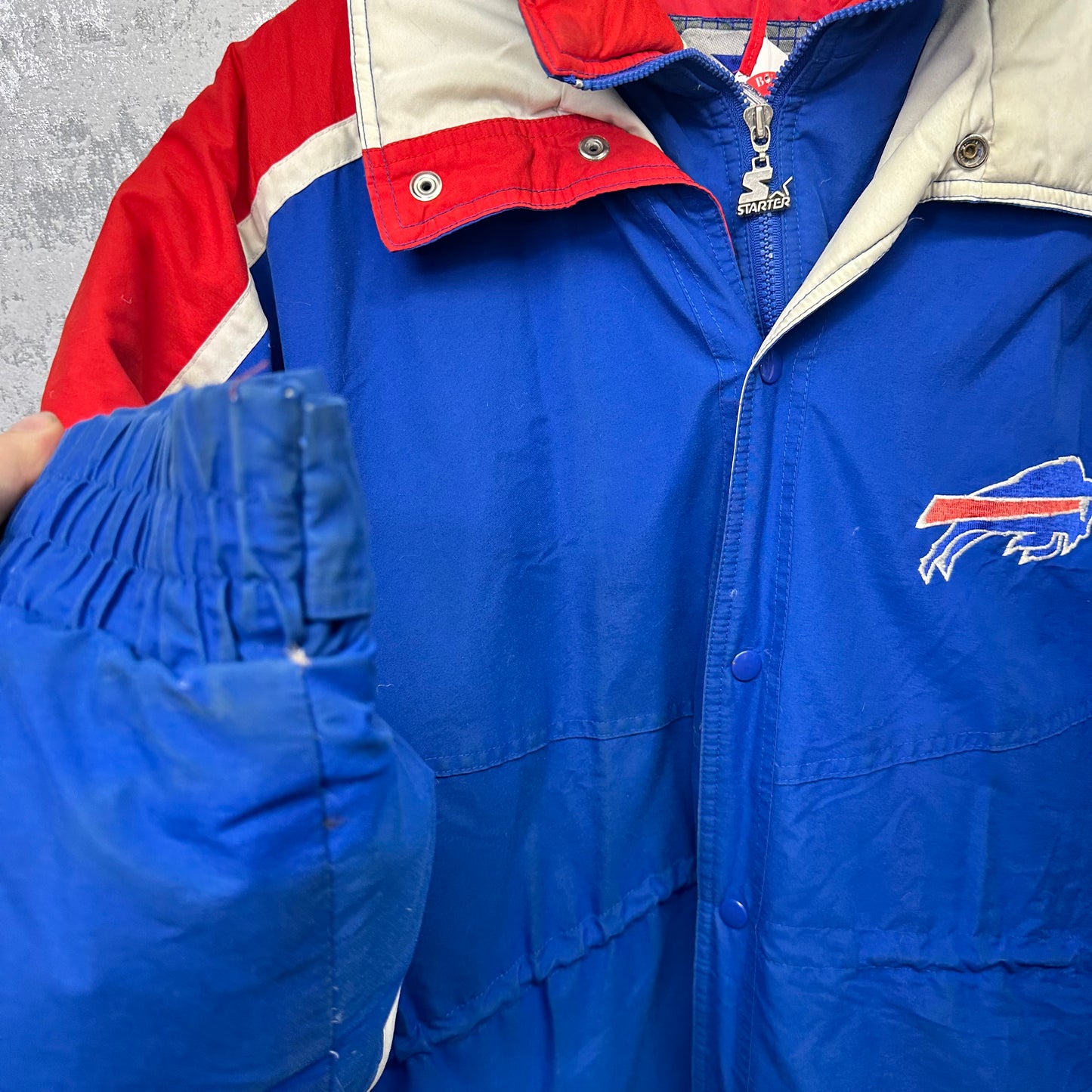 Vintage Buffalo Bills Starter Down Filled Puffer Parka Jacket Large