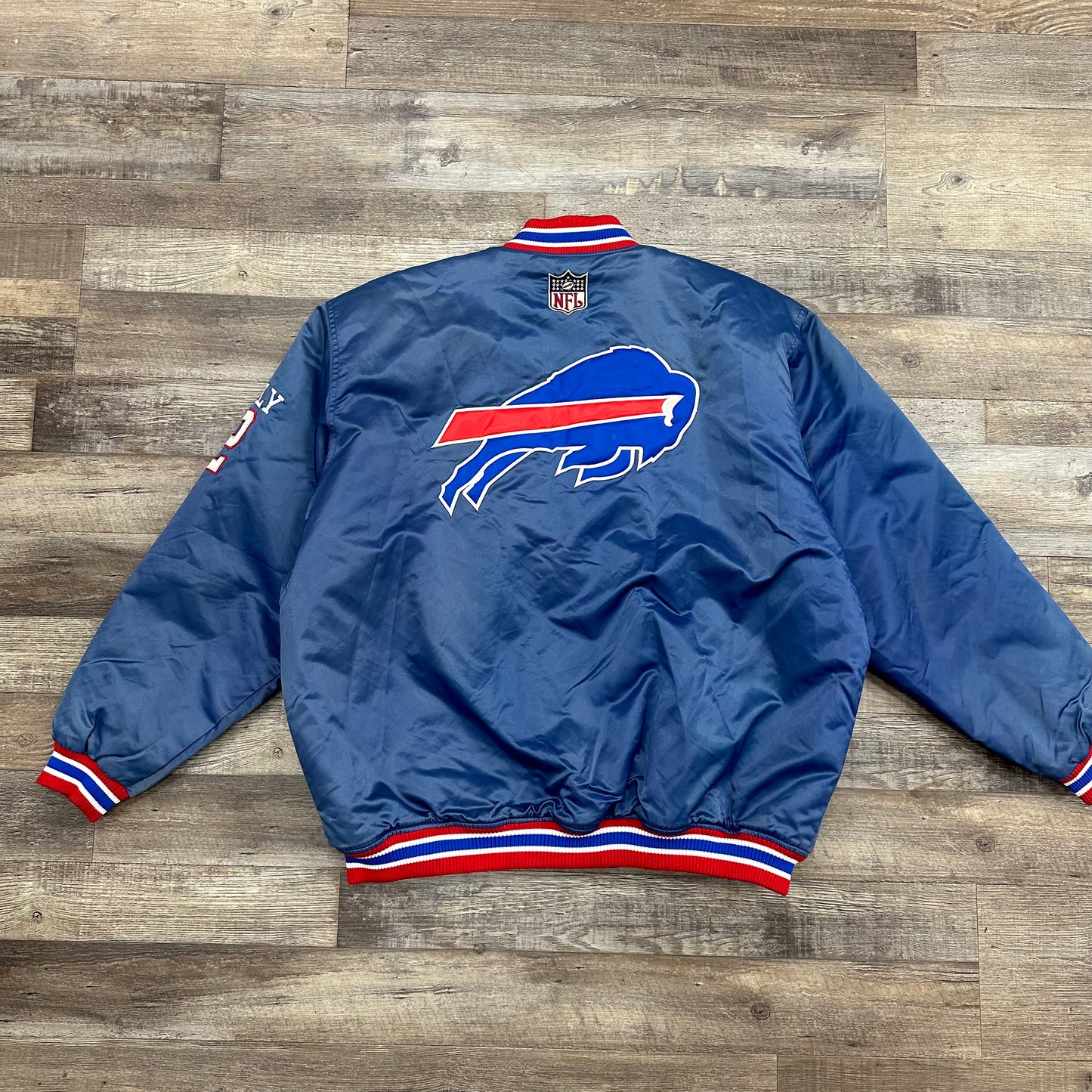 Vintage Buffalo Bills Jim Kelly Satin Bomber Jacket XL