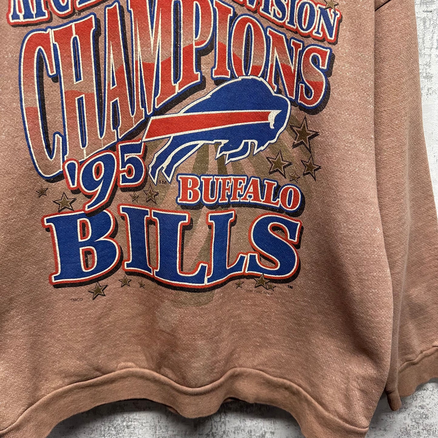 Vintage Buffalo Bills Overdyed 1995 Division Champs Crewneck Sweatshirt Large