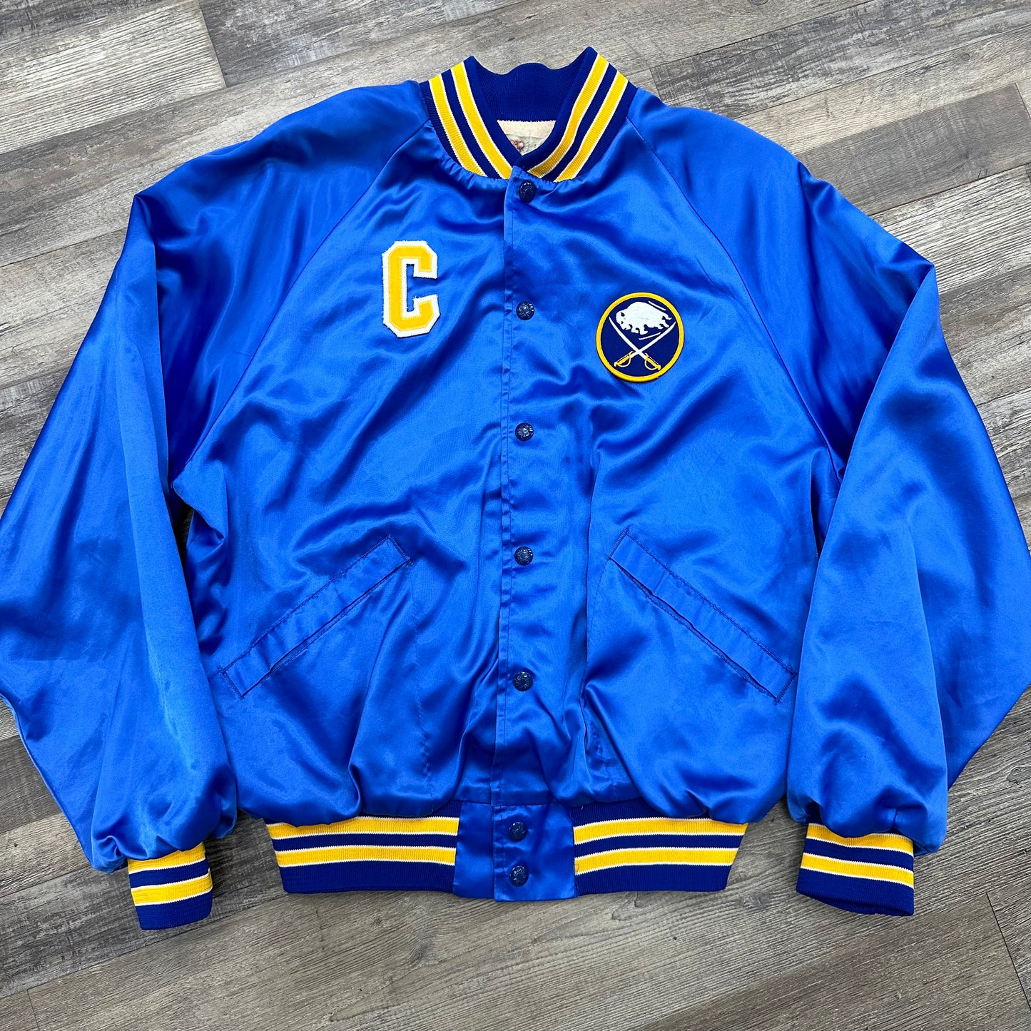 Vintage Buffalo Sabres Custom LaFontaine Satin Bomber Jacket Medium-Large