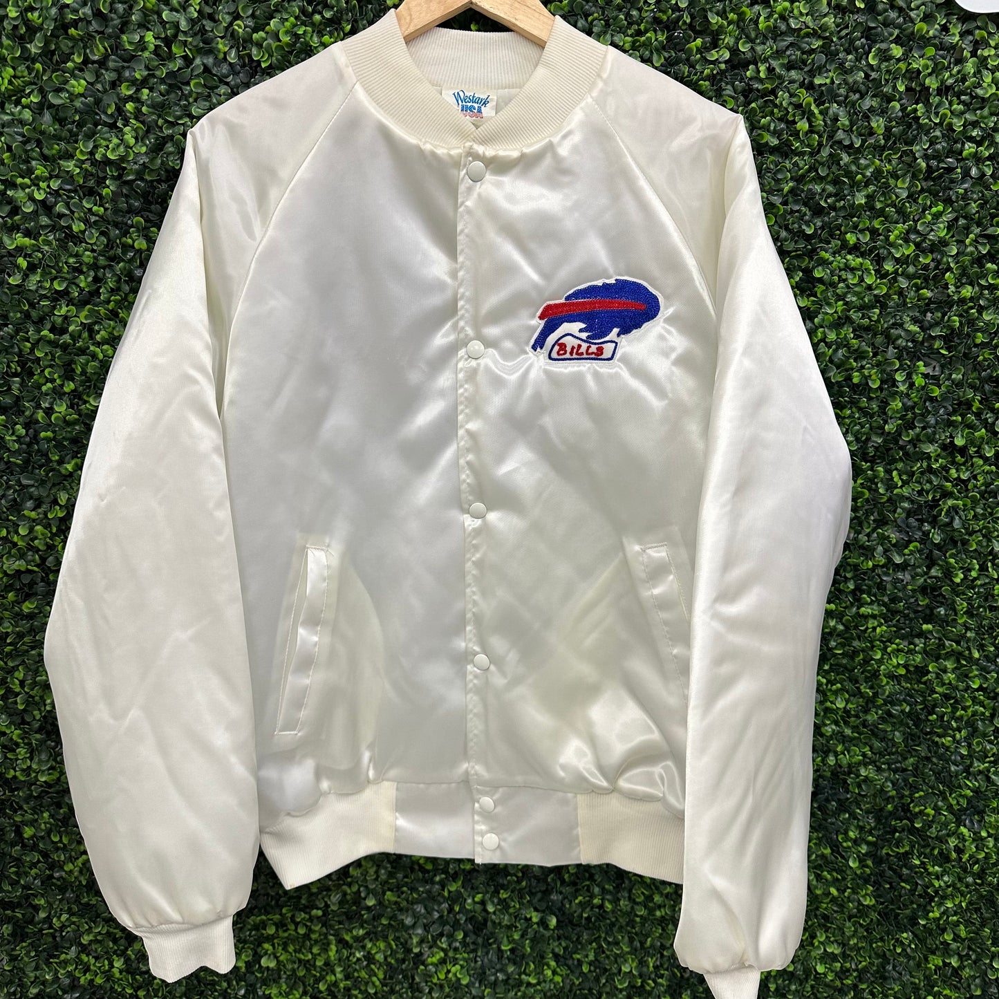 Vintage Buffalo Bills White Satin Jacket Large