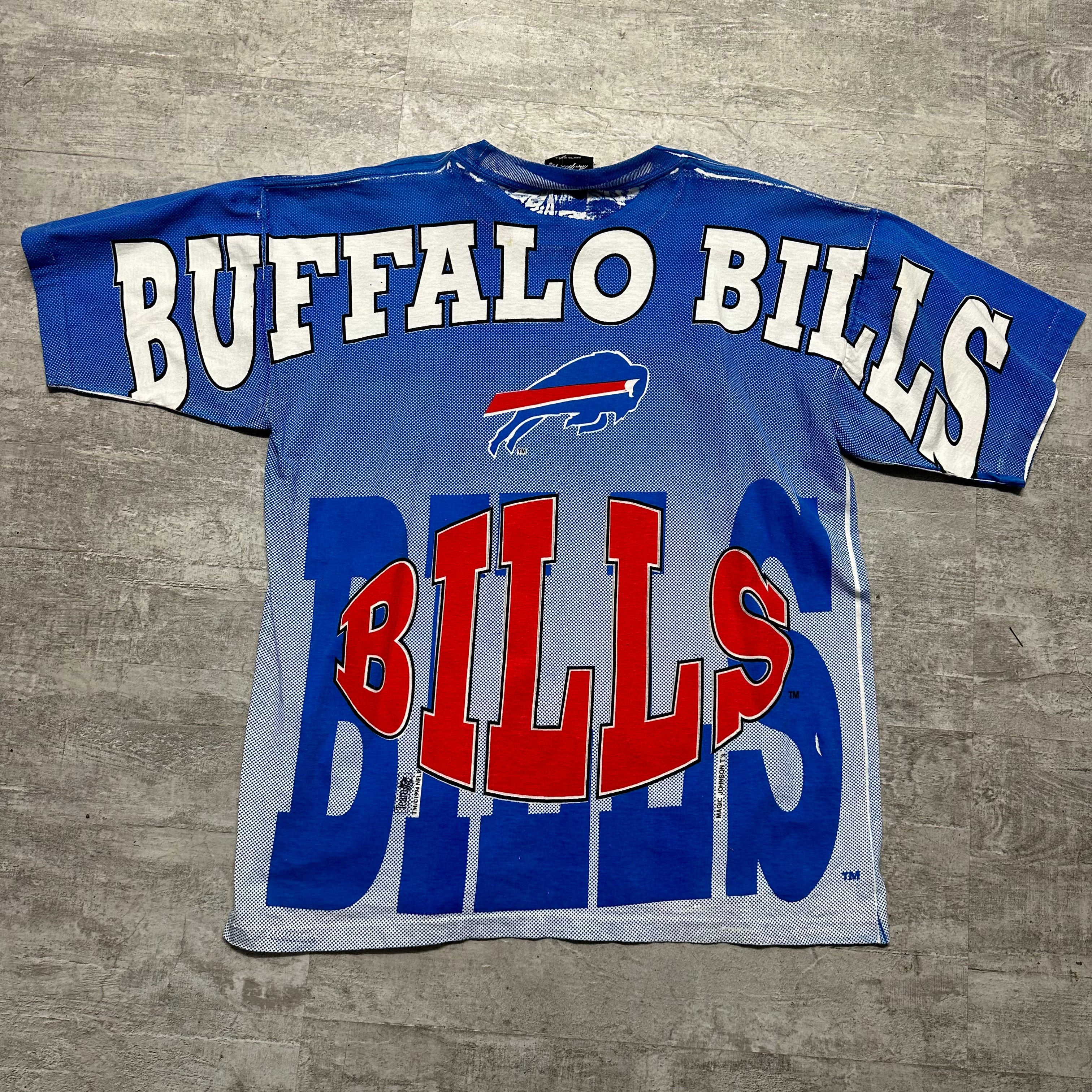 Vintage Buffalo Bills Magic Johnson All Over Print Shirt XL
