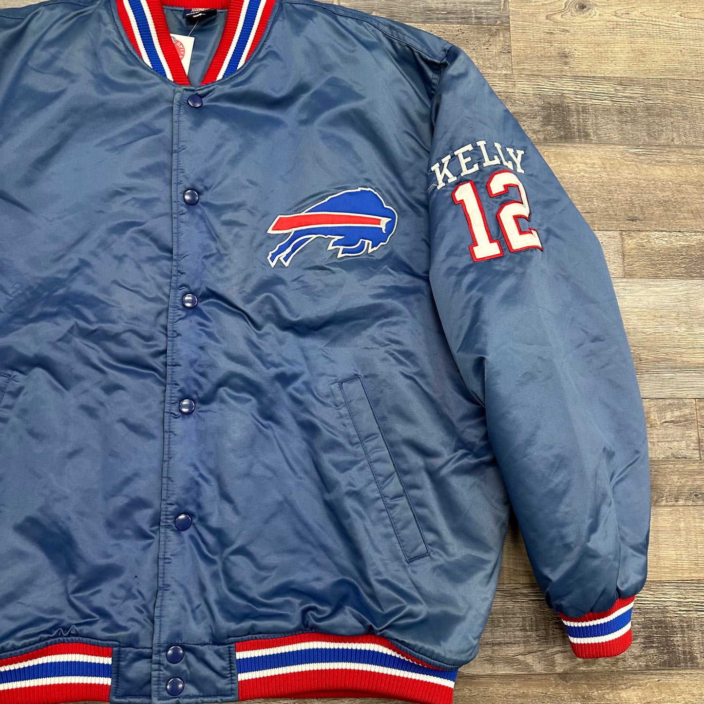 Vintage Buffalo Bills Jim Kelly Satin Bomber Jacket XL