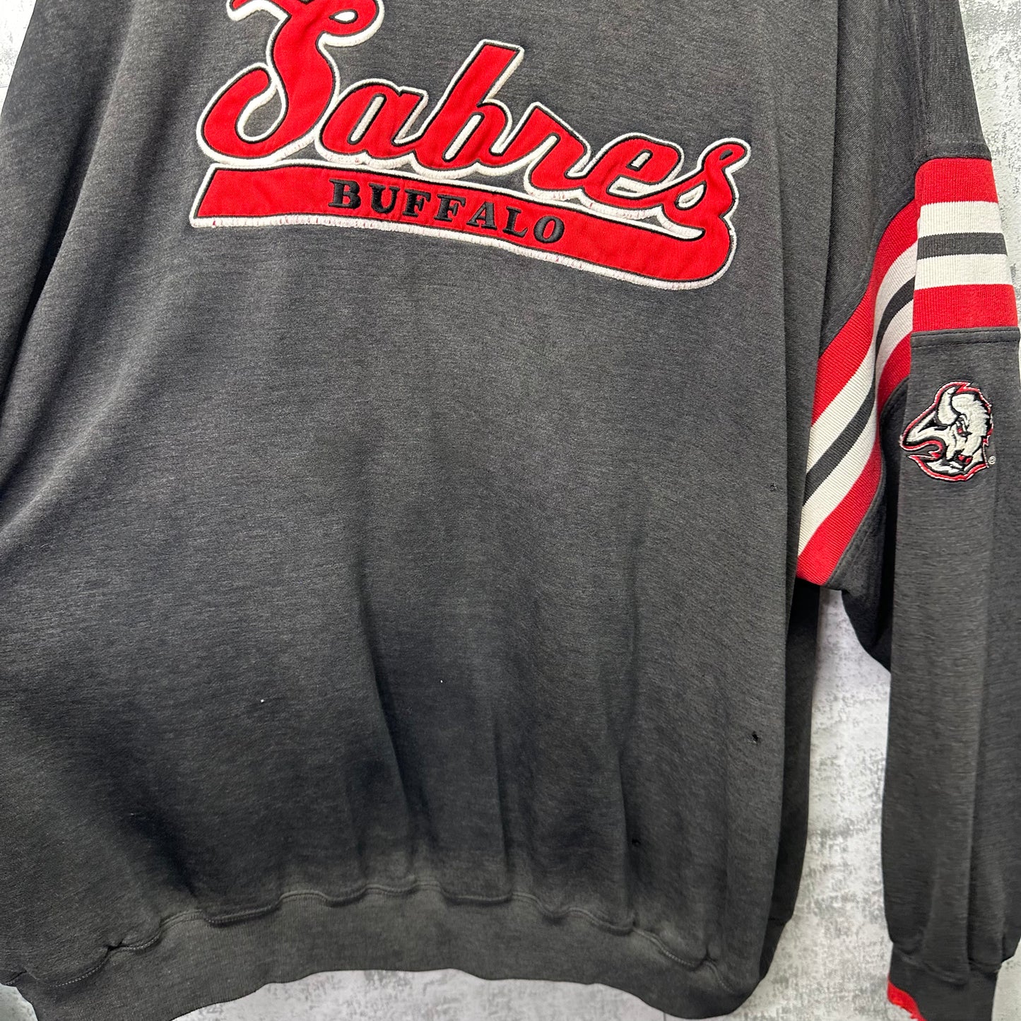 Vintage Buffalo Sabres Goathead Hoodie Sweatshirt 2XL XXL