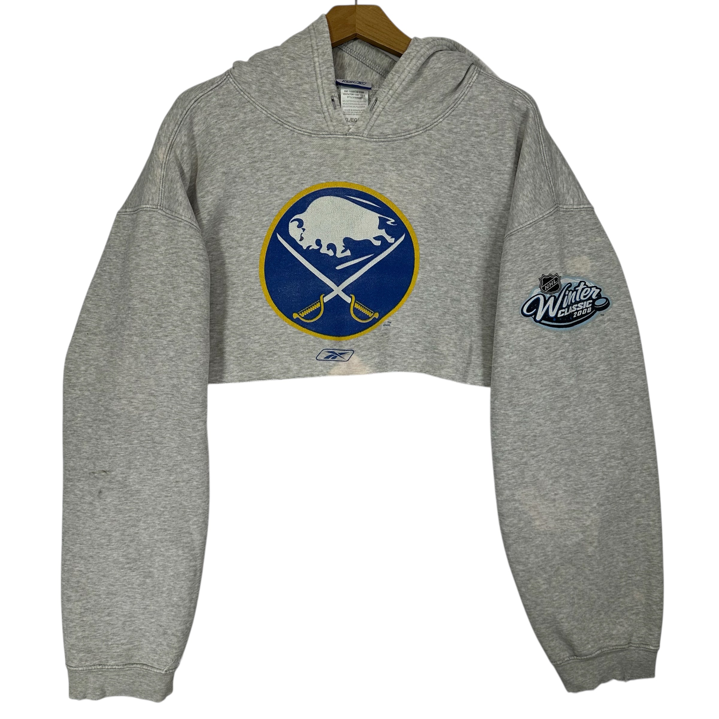 Vintage Buffalo Sabres 2008 Winter Classic Cropped Hoodie Sweatshirt XL
