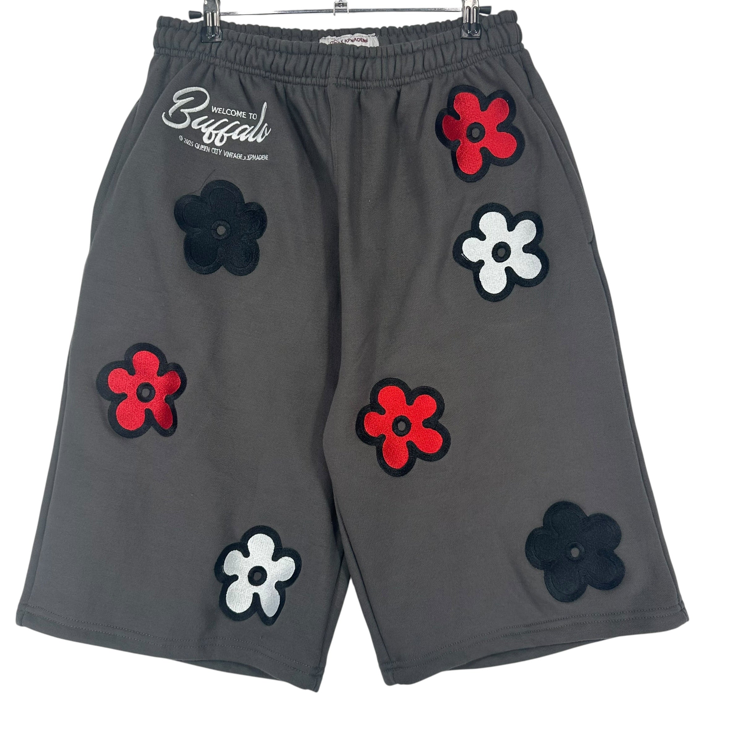 QCV Exclusive x KP MADE ME “WELCOME TO BUFFALO” Buffalo Sabres Colorway Embroidered Sweat Shorts