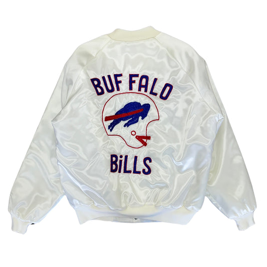 Vintage Buffalo Bills White Satin Jacket Large