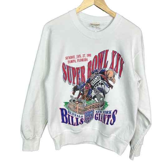 Vintage Buffalo Bills 1991 Cartoon Super Bowl Crewneck Sweatshirt Size Medium