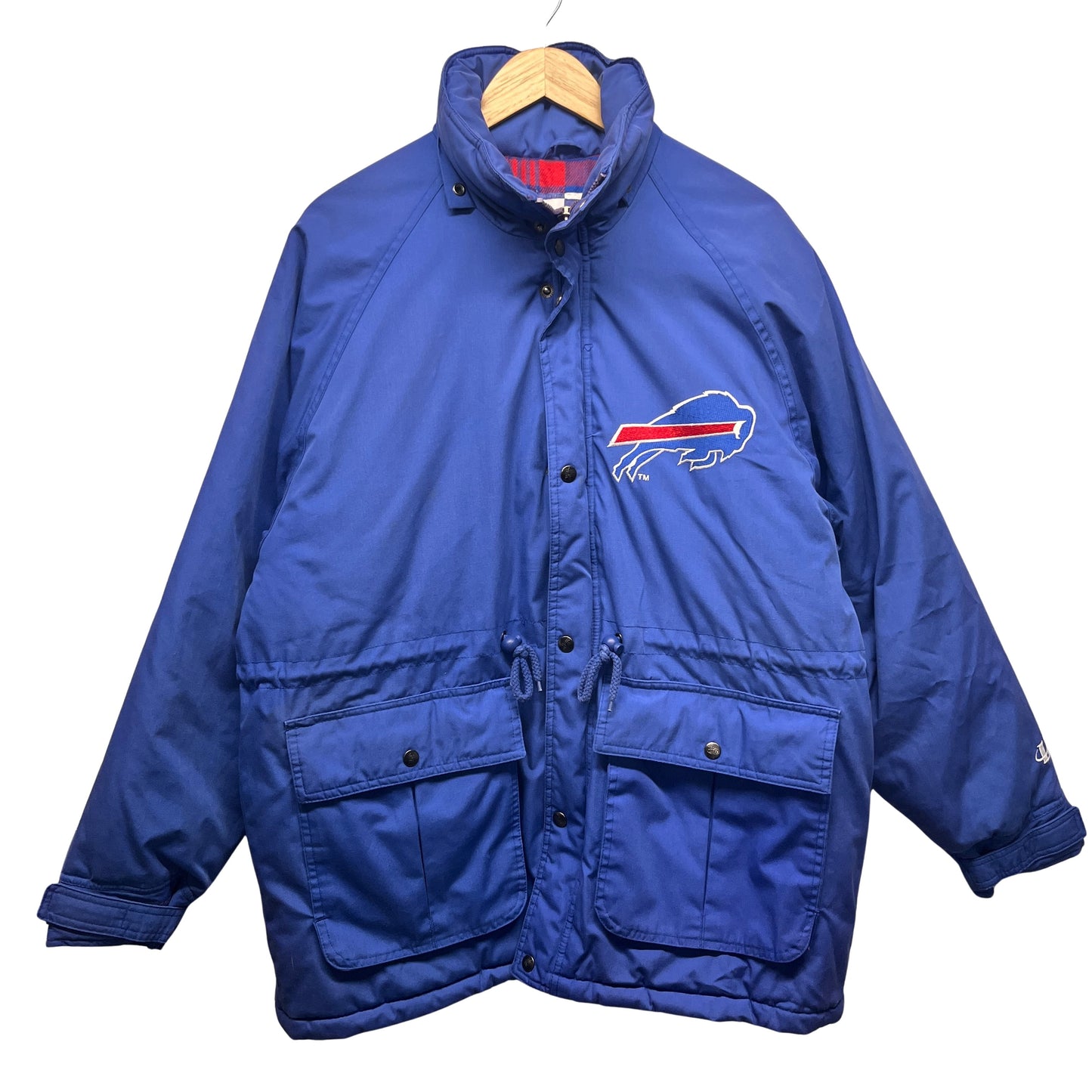 Vintage Buffalo Bills Flannel Lined Parka Puffer Jacket Medium