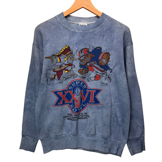 1992 Buffalo Bills Super Bowl Cartoon Overdyed Blue Crewneck Sweatshirt Medium