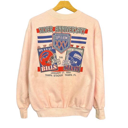 Vintage Buffalo Bills Overdyed Rose Pink Super Bowl Crewneck Sweatshirt Size Medium