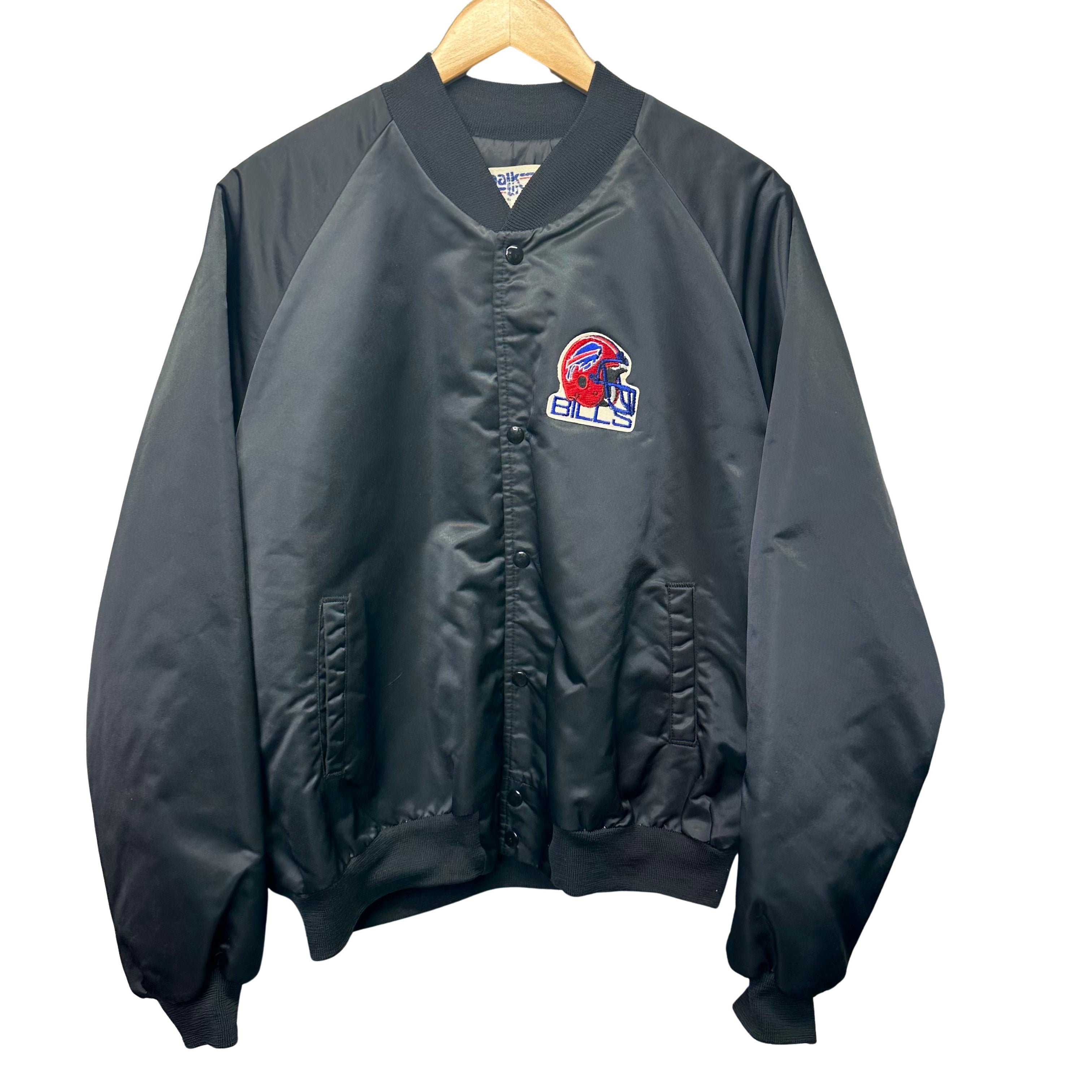 Vintage Buffalo Bills Black Satin Bomber Jacket XL
