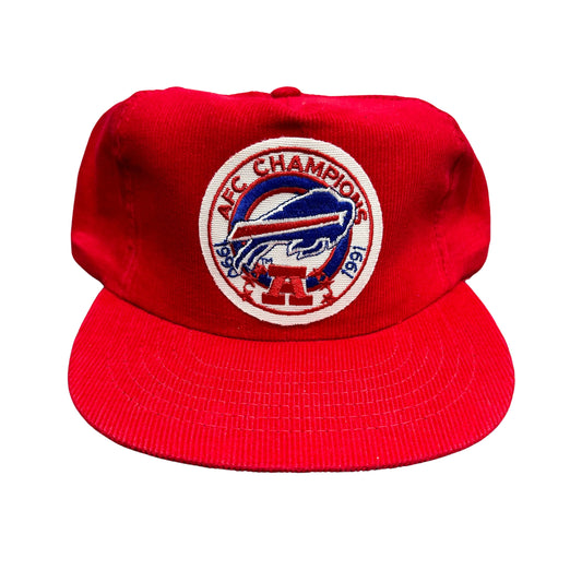 90s Buffalo Bills Red Corduroy Snapback Hat