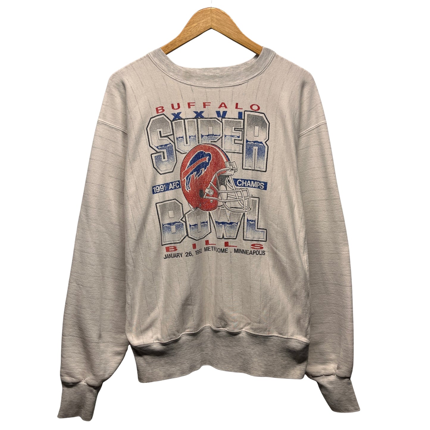 Vintage Buffalo Bills 1992 Super Bowl Striped Crewneck Sweatshirt XXL