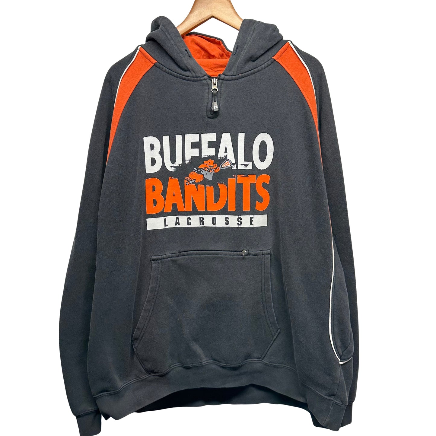 Vintage Buffalo Bandits 1/4 Zip Hoodie Sweatshirt Large