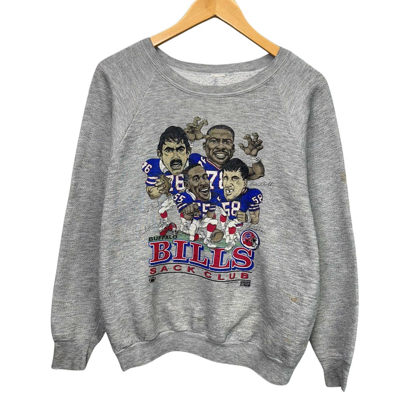 Vintage Buffalo Bills Sack Club Cartoon Crewneck Sweatshirt Large