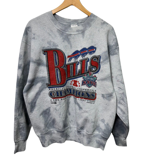 Vintage Buffalo Bills 1992 Division Champs Tie Dye Crewneck Sweatshirt Large