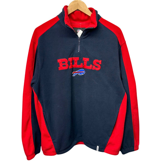 Vintage Buffalo Bills 1/4 Zip Fleece Crewneck Sweatshirt Large