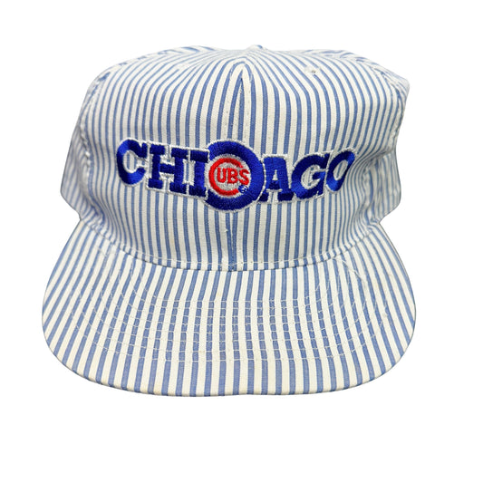 90s Chicago Cubs Pinstripe Snapback Hat
