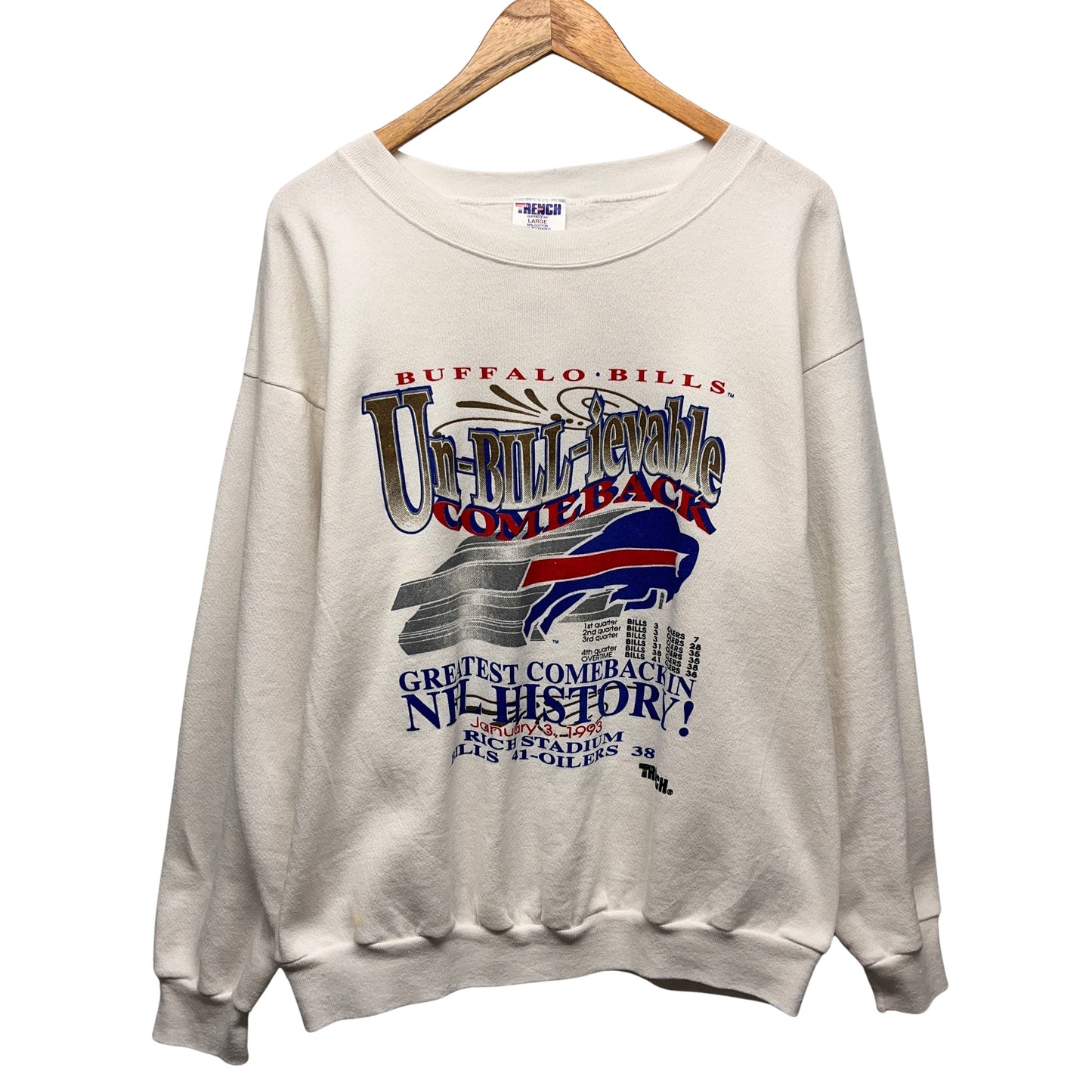 Vintage Buffalo Bills 1993 Un-Bill-ievable Comeback Crewneck Sweatshirt Large