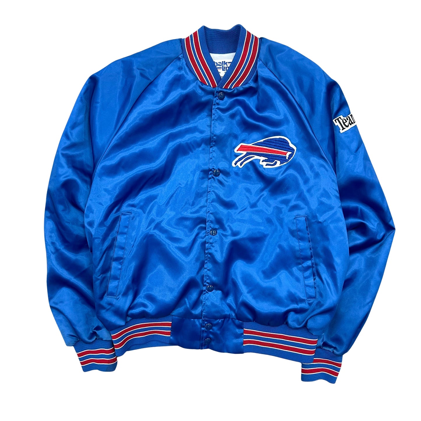 Vintage Buffalo Bills Back Script Satin Bomber Jacket Large