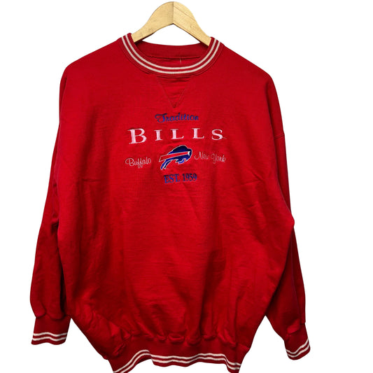 Vintage Buffalo Bills Embroidered Red Crewneck Sweatshirt XL