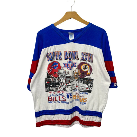 1992 Buffalo Bills Super Bowl XXVI Raglan Shirt Large