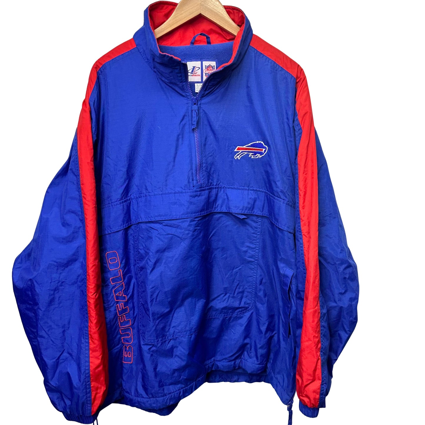 Vintage Buffalo Bills 1/4 Zip Fleece Lined Pullover Jacket XL