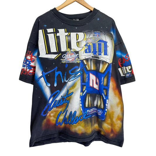 Vintage Nascar Miller Lite All Over Print Shirt XL