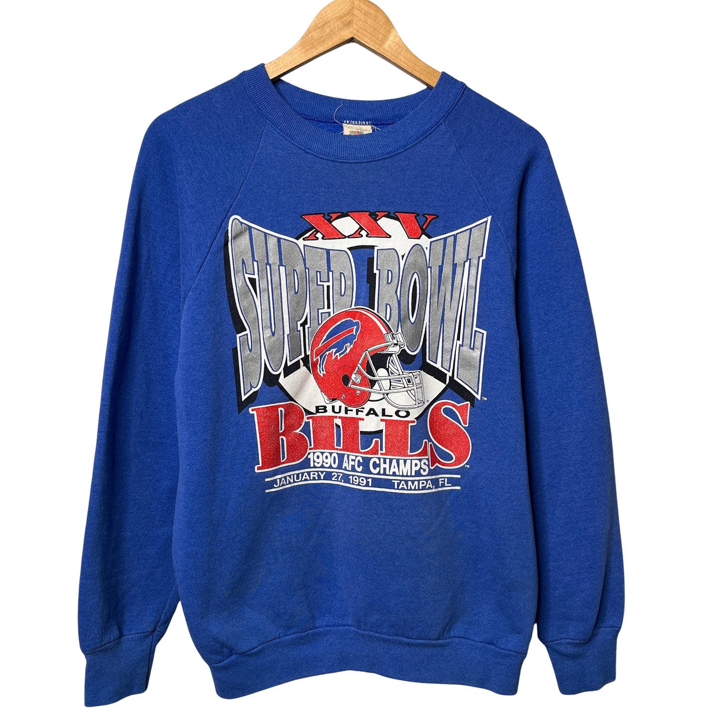 Vintage Buffalo Bills 1990 AFC Champions Super Bowl Crewneck Sweatshirt Large