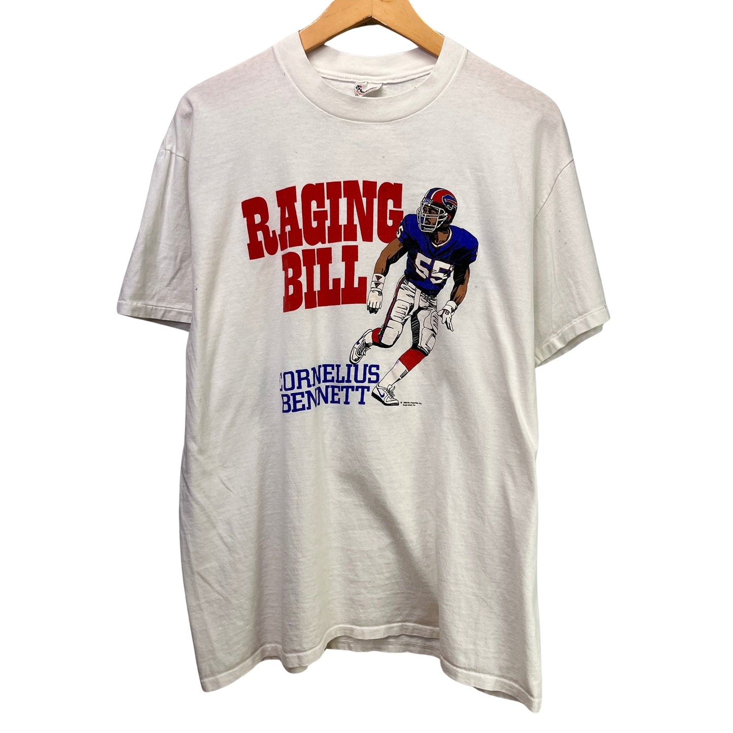 1989 Buffalo Bills Cornelius Bennett Raging Bill Character Shirt Large