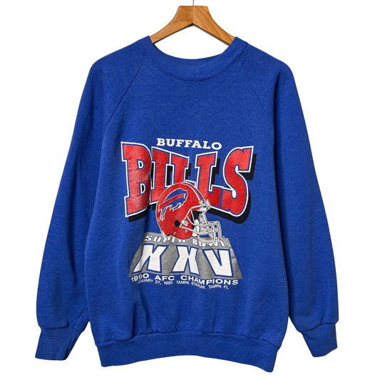 Vintage Buffalo Bills 1990 AFC Champions Super Bowl Crewneck Sweatshirt Medium