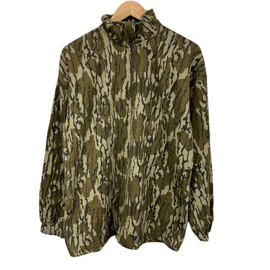 Y2K Mossy Oak Camouflage 1/4 Zip Sweatshirt Large