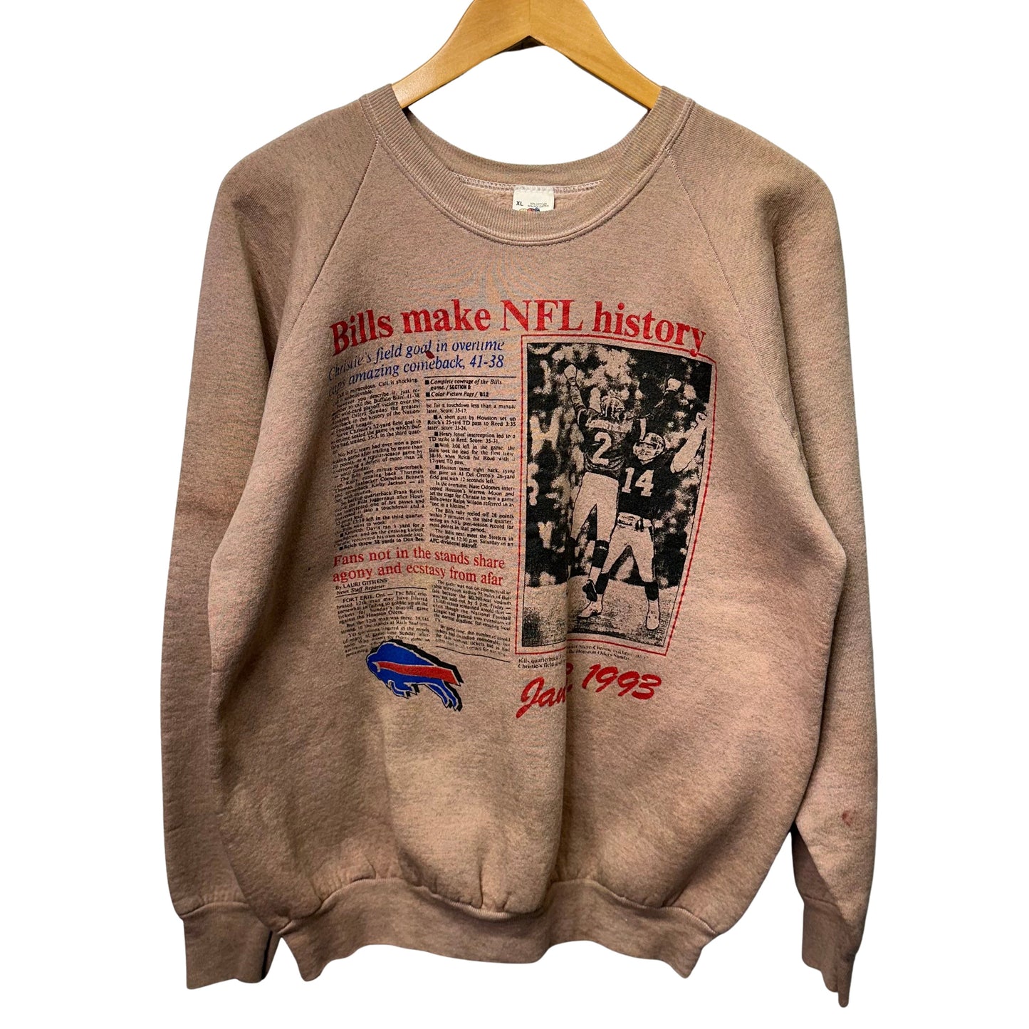 Vintage Buffalo Bills Greatest Comeback Crewneck Sweatshirt Large