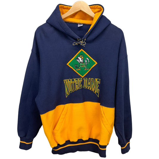 90s Notre Dame Colorblock Hoodie Sweatshirt Large