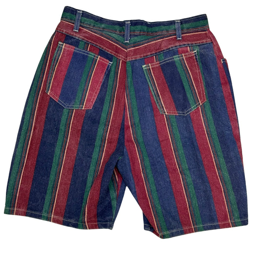 Vintage 90s Striped Jean Shorts Size 30