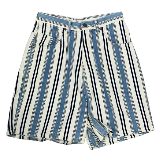 Vintage 90s Striped Jean Shorts Size 28