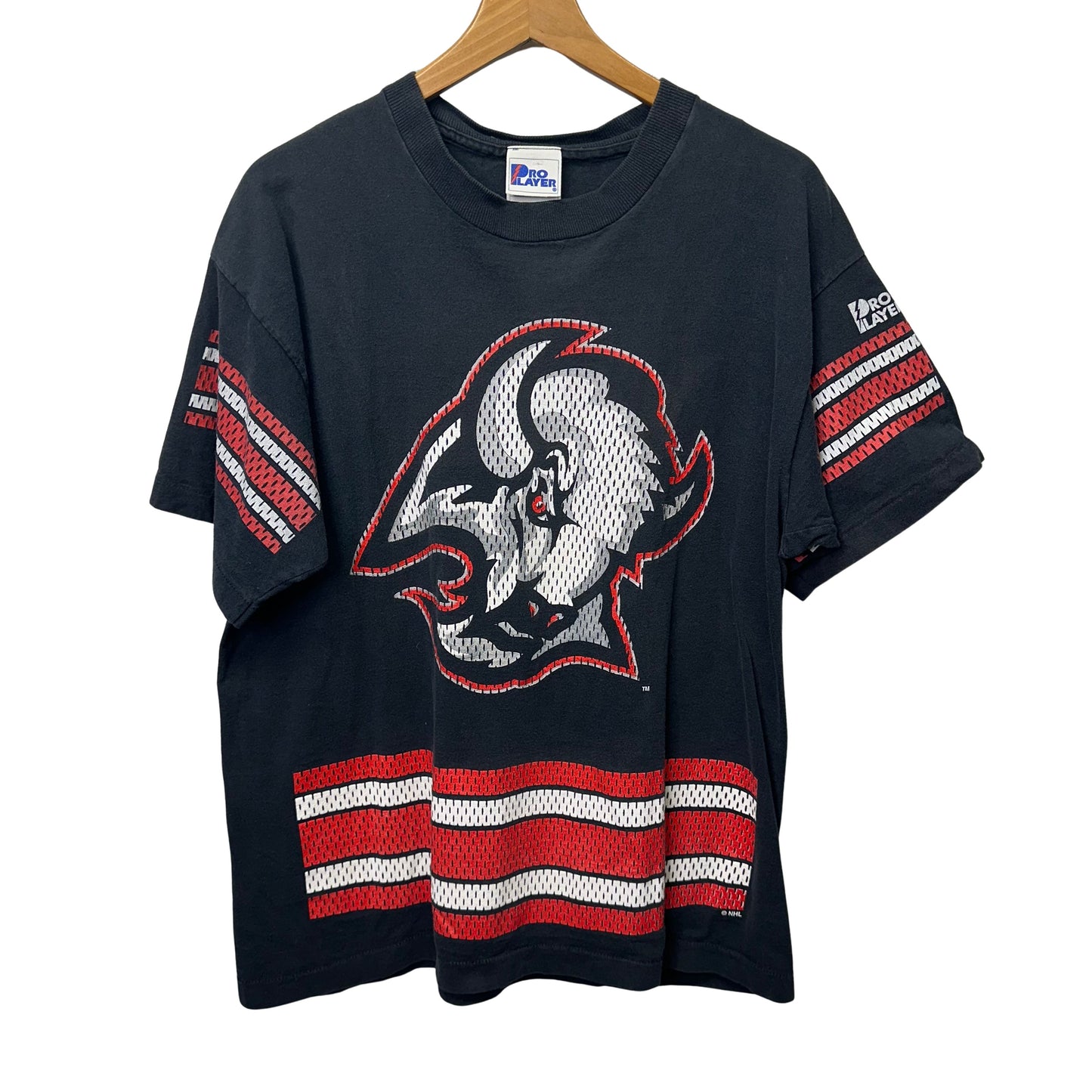 Vintage Buffalo Sabres Goathead Allover Print Shirt Large