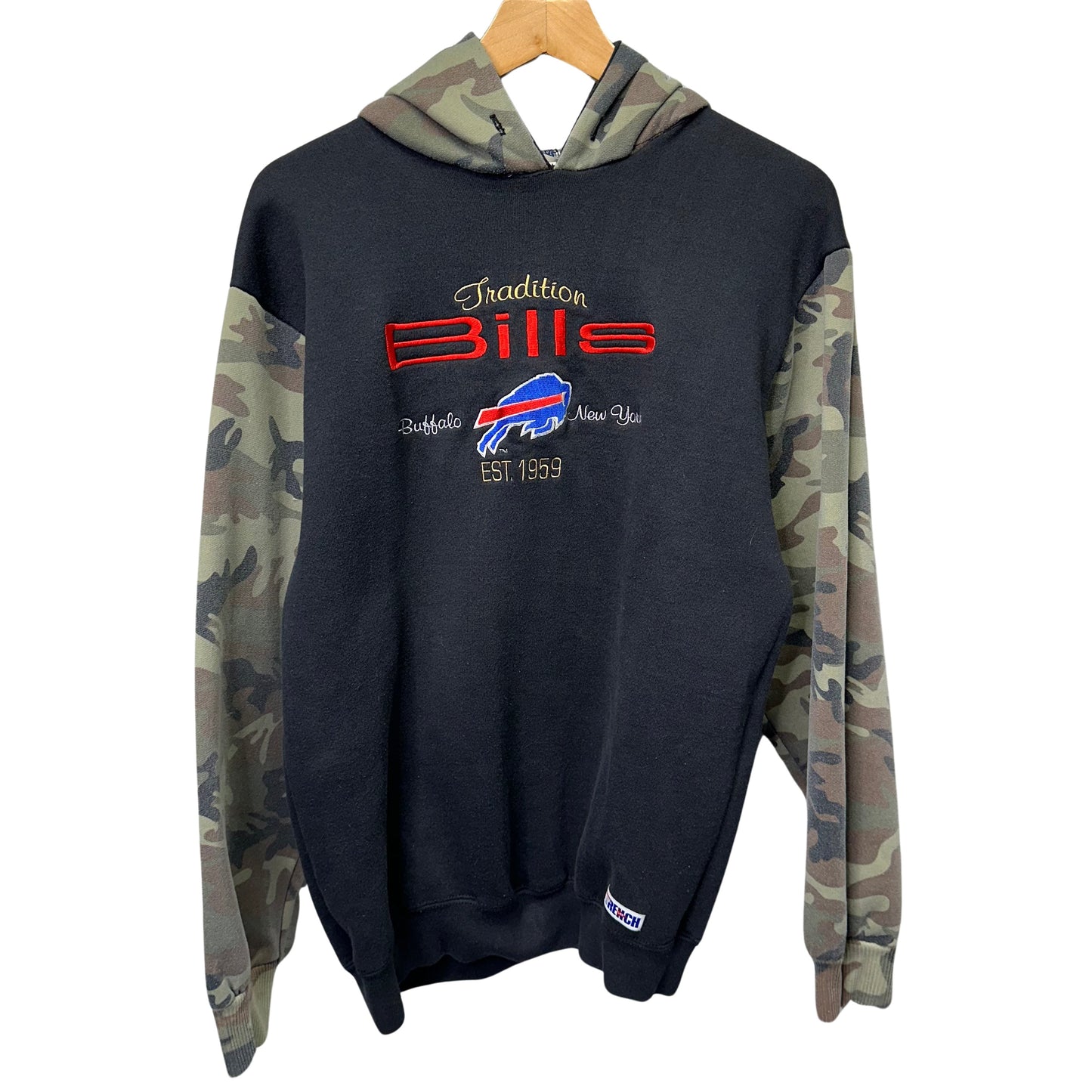 Vintage Buffalo Bills Cut & Sew Camo Crewneck Sweatshirt Large