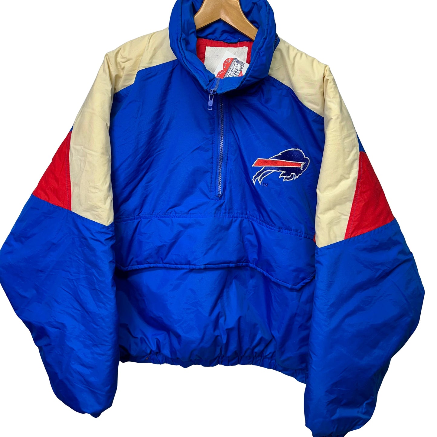 Vintage Buffalo Bills 1/2 Zip Pullover Puffer Jacket Large