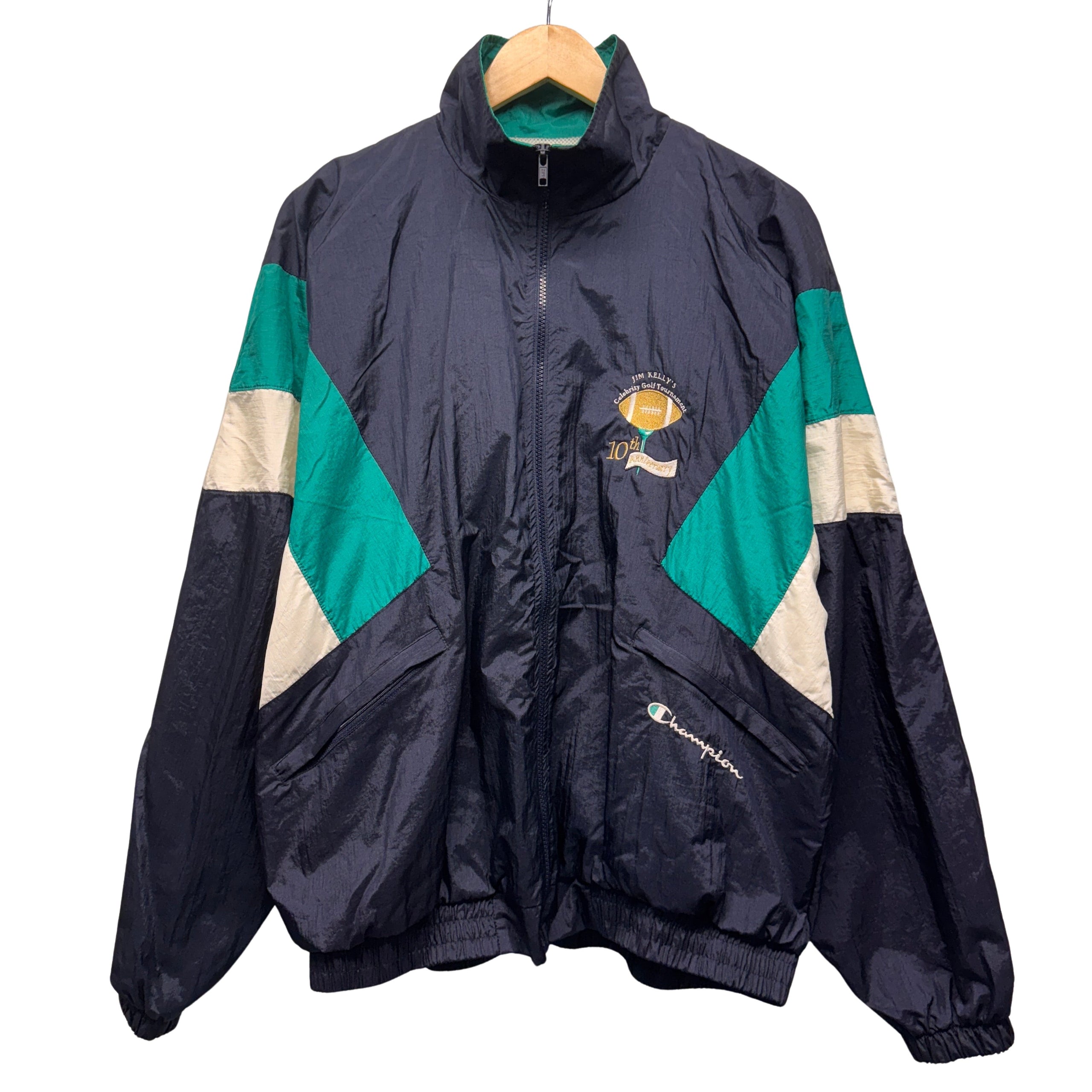 Vintage Buffalo Bills Jim Kelly’s 10th Annual Celebrity Golf Tournament Zip Up Windbreaker Jacket Large