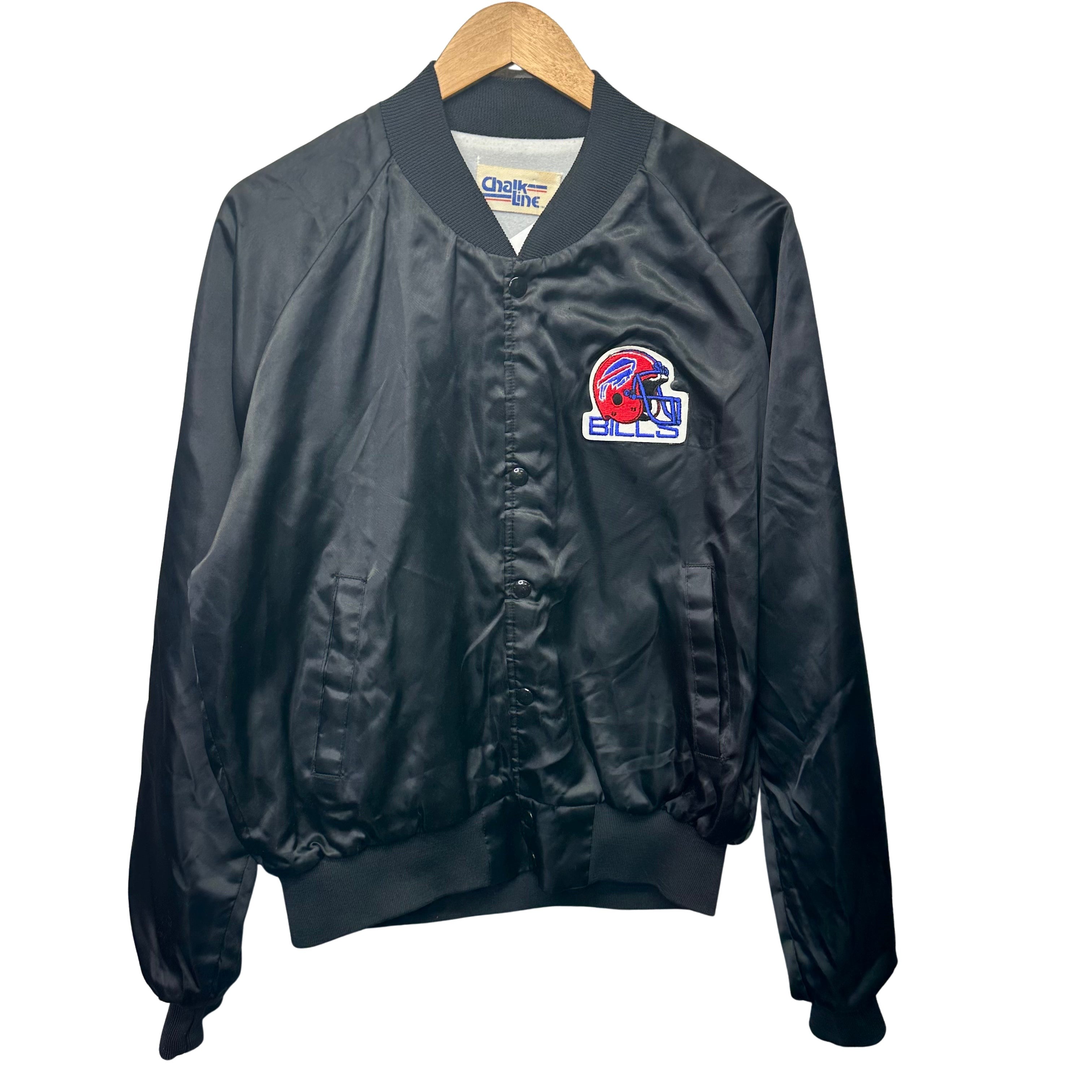Vintage Buffalo Bills Black Satin Bomber Jacket Large
