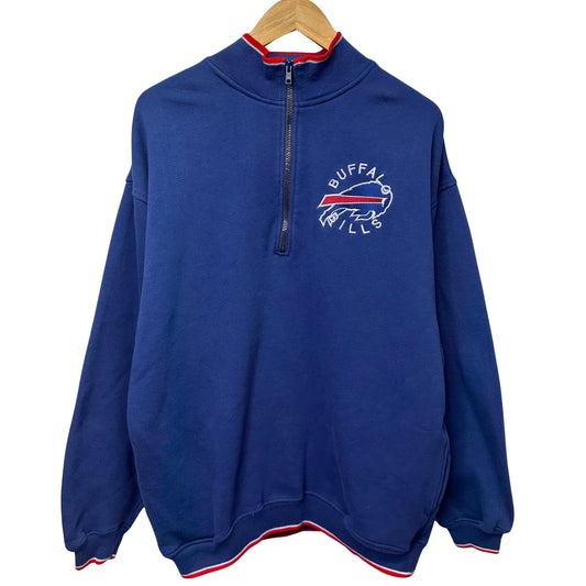 Vintage Buffalo Bills 1/4 Zip Crewneck Sweatshirt Large