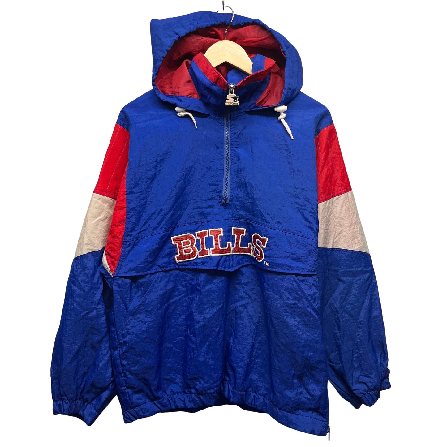 Vintage Buffalo Bills Starter 1/4 Zip Pullover Windbreaker Jacket Large