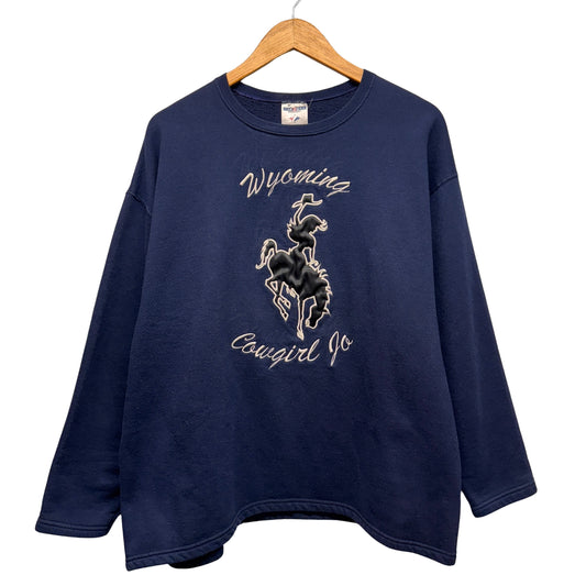 Vintage Wyoming Cowboys Cowgirl Jo Crewneck Sweatshirt Medium-Large