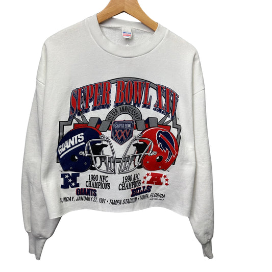 Vintage Buffalo Bills Super Bowl Crop Crewneck Sweatshirt Medium-Large