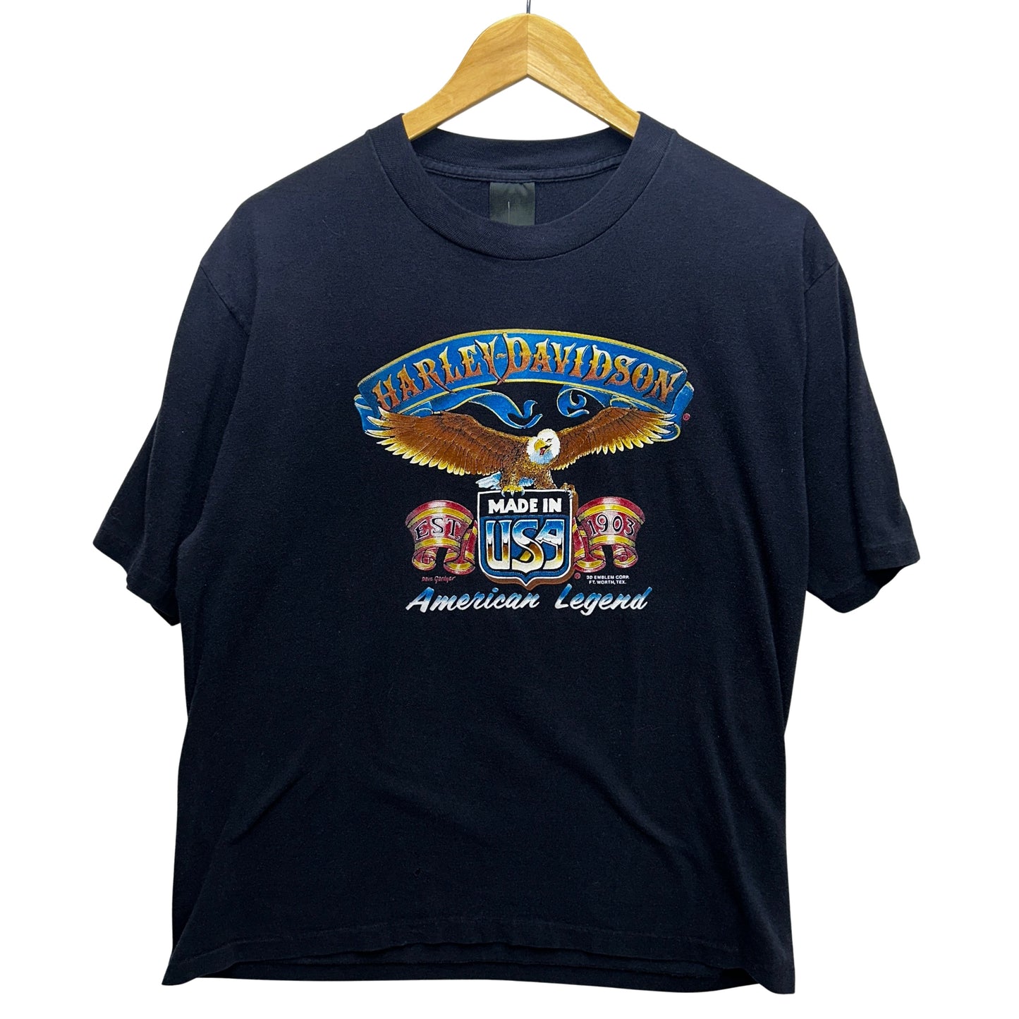 Vintage Harley Davidson 3D Emblem Gowanda NY Shirt Large