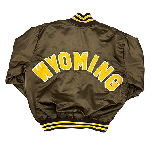 Vintage Wyoming Cowboys Back Script Satin Jacket XL