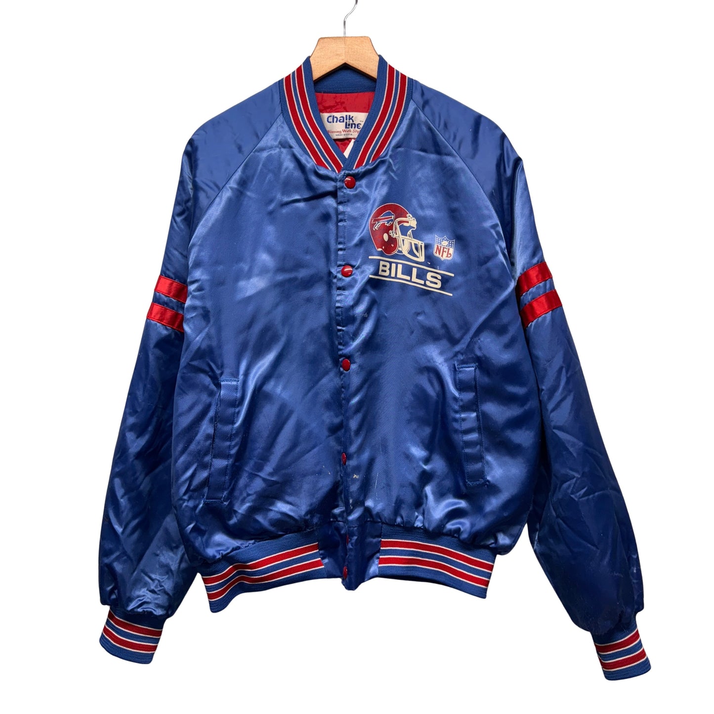 Vintage Buffalo Bills Chalk Line Satin Jacket Large