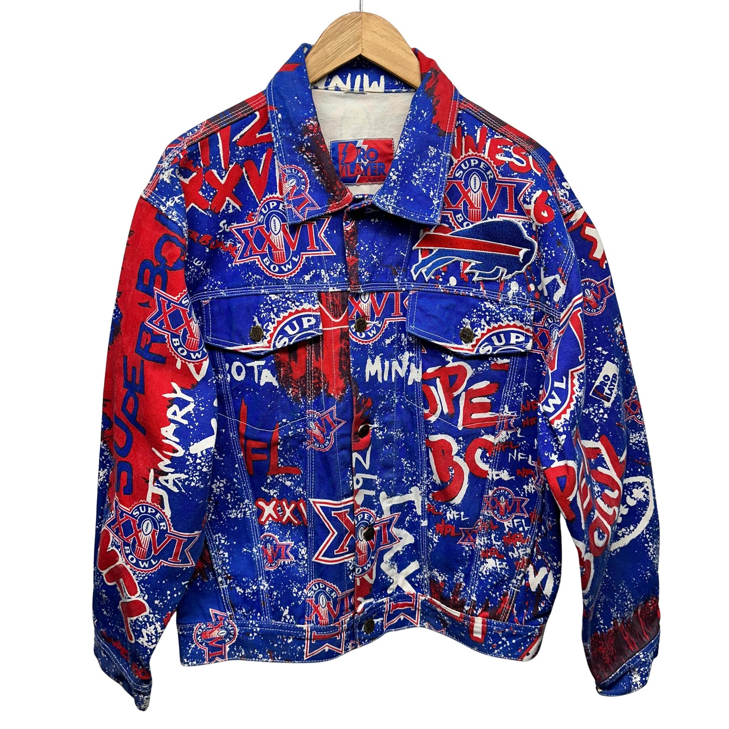 Vintage Buffalo Bills Super Bowl Graffiti Jean Jacket Large